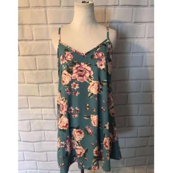 Teeze Me Dresses & Skirts - Teeze Me Floral Dress Teal Pink Flowy Boho VNeck